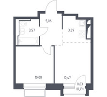 Планировка однокомнатной(квартира) площадью 33.5 квадратных метров в “ЖК Долина Яузы”