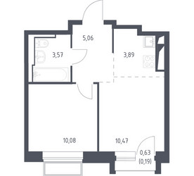 Планировка однокомнатной(квартира) площадью 33.5 квадратных метров в ЖК “ЖК Долина Яузы”