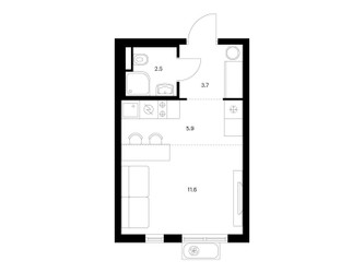 Планировка студии(квартира) площадью 23.7 квадратных метров в ЖК “ЖК Яуза Парк (Мытищи)”