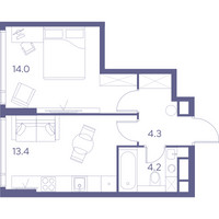 Планировка однокомнатной(квартира) площадью 35.9 квадратных метров в “ЖК THE LOT by Akvilon”
