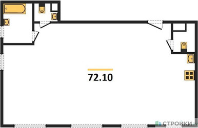 Планировка двухкомнатной(квартира) площадью 72.1 квадратных метров в ЖК “ЖК Рихард”