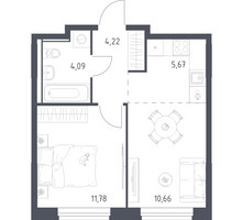Планировка однокомнатной(квартира) площадью 36.42 квадратных метров в “ЖК Квартал Ивакино”