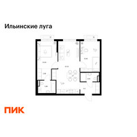 Планировка двухкомнатной(квартира) площадью 57.12 квадратных метров в “ЖК Ильинские луга”