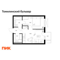Планировка однокомнатной(квартира) площадью 36.1 квадратных метров в “ЖК Томилинский бульвар”