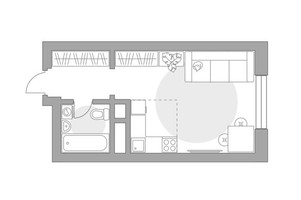 Планировка студии(квартира) площадью 24.33 квадратных метров в “ЖК Ильинойс”