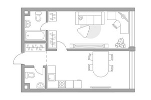 Планировка однокомнатной(квартира) площадью 50.05 квадратных метров в “ЖК Мневники от Гранель”
