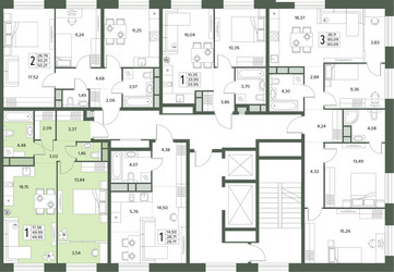 Планировка однокомнатной(квартира) площадью 49.95 квадратных метров в ЖК “ЖК Городской бор”