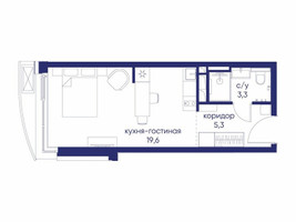 Планировка студии(квартира) площадью 28.22 квадратных метров в “ЖК Остров”