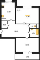 Планировка двухкомнатной(квартира) площадью 75.3 квадратных метров в “ЖК Эдельвейс (Первомайское)”
