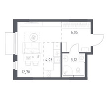 Планировка студии(квартира) площадью 25.9 квадратных метров в “ЖК Мытищи Парк”
