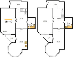 Планировка трехкомнатной(квартира) площадью 168.8 квадратных метров в “ЖК Вавилово”