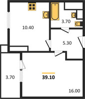 Планировка однокомнатной(квартира) площадью 38.7 квадратных метров в “ЖК Парк Легенд 2”