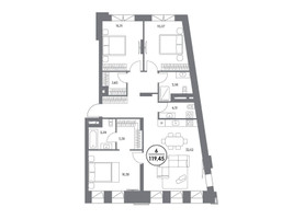 Планировка трехкомнатной(квартира) площадью 119.7 квадратных метров в “ЖК Клубный дом КОСМО 4/22”