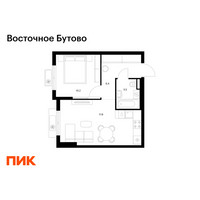 Планировка однокомнатной(квартира) площадью 38 квадратных метров в “ЖК Восточное Бутово”