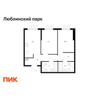 Планировка двухкомнатной(квартира) площадью 54.1 квадратных метров в “ЖК Люблинский парк”