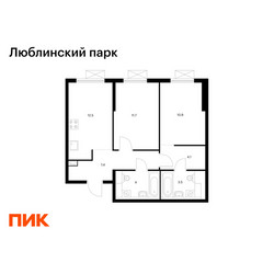 Планировка двухкомнатной(квартира) площадью 54.1 квадратных метров в ЖК “ЖК Люблинский парк”