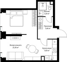 Планировка однокомнатной(квартира) площадью 40.05 квадратных метров в “Мультиквартал СИТИДЗЕН”