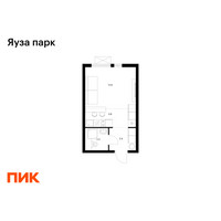 Планировка студии(квартира) площадью 24.4 квадратных метров в “ЖК Яуза Парк (Мытищи)”