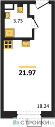 Планировка студии(квартира) площадью 21.97 квадратных метров в ЖК “ЖК Citimix (СитиМикс)”