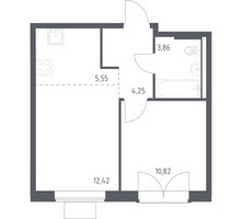 Планировка однокомнатной(квартира) площадью 36.9 квадратных метров в “ЖК Квартал Западный”