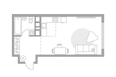 Планировка студии(квартира) площадью 33.2 квадратных метров в ЖК “ЖК Бригантина”