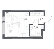 Планировка студии(квартира) площадью 22.84 квадратных метров в “ЖК Горки Парк”