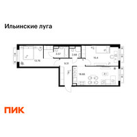 Планировка двухкомнатной(квартира) площадью 66.06 квадратных метров в “ЖК Ильинские луга”