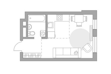 Планировка студии(квартира) площадью 28.9 квадратных метров в ЖК “ЖК Живописный”