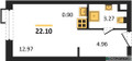 Планировка квартиры Студия (Апартаменты)22.1
