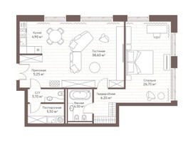 Планировка однокомнатной(квартира) площадью 96.85 квадратных метров в “Жилой дом Кло 17”