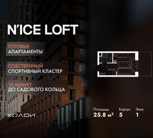 Планировка студии(апартаменты) площадью 25.8 квадратных метров в “ЖК N’ICE LOFT (Найс Лофт)”