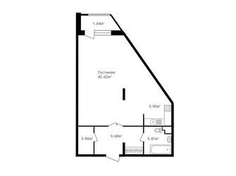 Планировка однокомнатной(квартира) площадью 68.1 квадратных метров в ЖК “ЖК Клубный дом Точка отсчета”