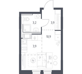 Планировка студии(квартира) площадью 21.7 квадратных метров в ЖК “ЖК Мытищи Парк”
