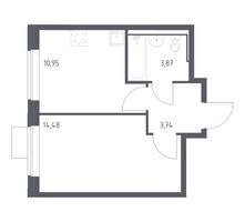 Планировка однокомнатной(квартира) площадью 33.04 квадратных метров в “ЖК Молжаниново”