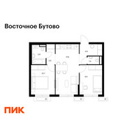 Планировка двухкомнатной(квартира) площадью 51.4 квадратных метров в “ЖК Восточное Бутово”