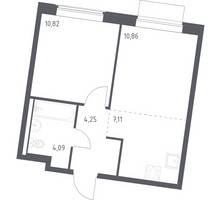 Планировка однокомнатной(квартира) площадью 37.13 квадратных метров в “ЖК Квартал Западный”