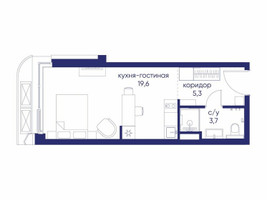 Планировка студии(квартира) площадью 28.62 квадратных метров в “ЖК Остров”