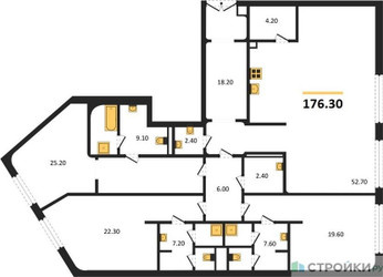 Планировка трехкомнатной(квартира) площадью 176.3 квадратных метров в ЖК “ЖК Nicole (Николь)”