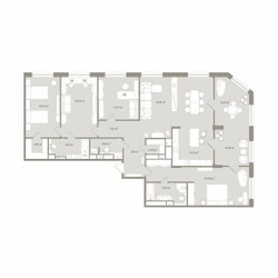 Планировка 4+ комнатной(апартаменты) площадью 215.21 квадратных метров в ЖК “ЖК D'ORO MILLE (Доро Милле)”