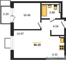 Планировка однокомнатной(квартира) площадью 38.19 квадратных метров в “ЖК Прибрежный Парк”