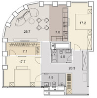 Планировка трехкомнатной(квартира) площадью 104.4 квадратных метров в “ЖК Savvin River Residence”