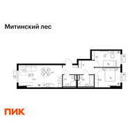 Планировка двухкомнатной(квартира) площадью 56.5 квадратных метров в “ЖК Митинский лес”