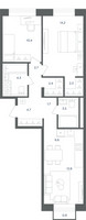 Планировка трехкомнатной(квартира) площадью 65.9 квадратных метров в “ЖК Равновесие”
