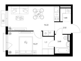 Планировка однокомнатной(квартира) площадью 36.09 квадратных метров в “ЖК Ильинские луга”