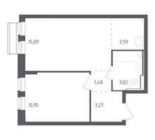 Планировка однокомнатной(квартира) площадью 38.8 квадратных метров в “ЖК Рублевский Квартал”