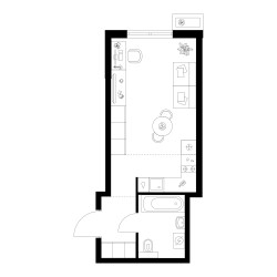 Планировка студии(квартира) площадью 28.7 квадратных метров в ЖК “Квартал Мит”