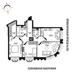 Планировка трехкомнатной(квартира) площадью 76.1 квадратных метров в ЖК “ЖК Интеллигент”