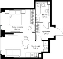Планировка однокомнатной(квартира) площадью 37.86 квадратных метров в “Мультиквартал СИТИДЗЕН”