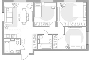 Планировка 4+ комнатной(квартира) площадью 71.11 квадратных метров в “ЖК Аникеевский”