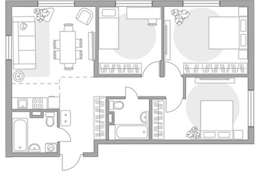 Планировка 4+ комнатной(квартира) площадью 71.11 квадратных метров в ЖК “ЖК Аникеевский”